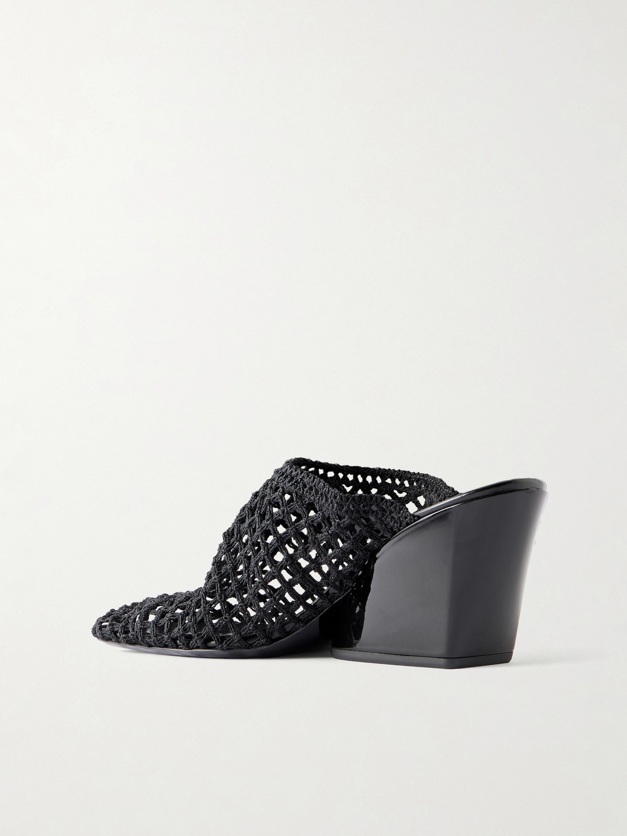 Slant 70 Leather-Trimmed Crocheted Mules