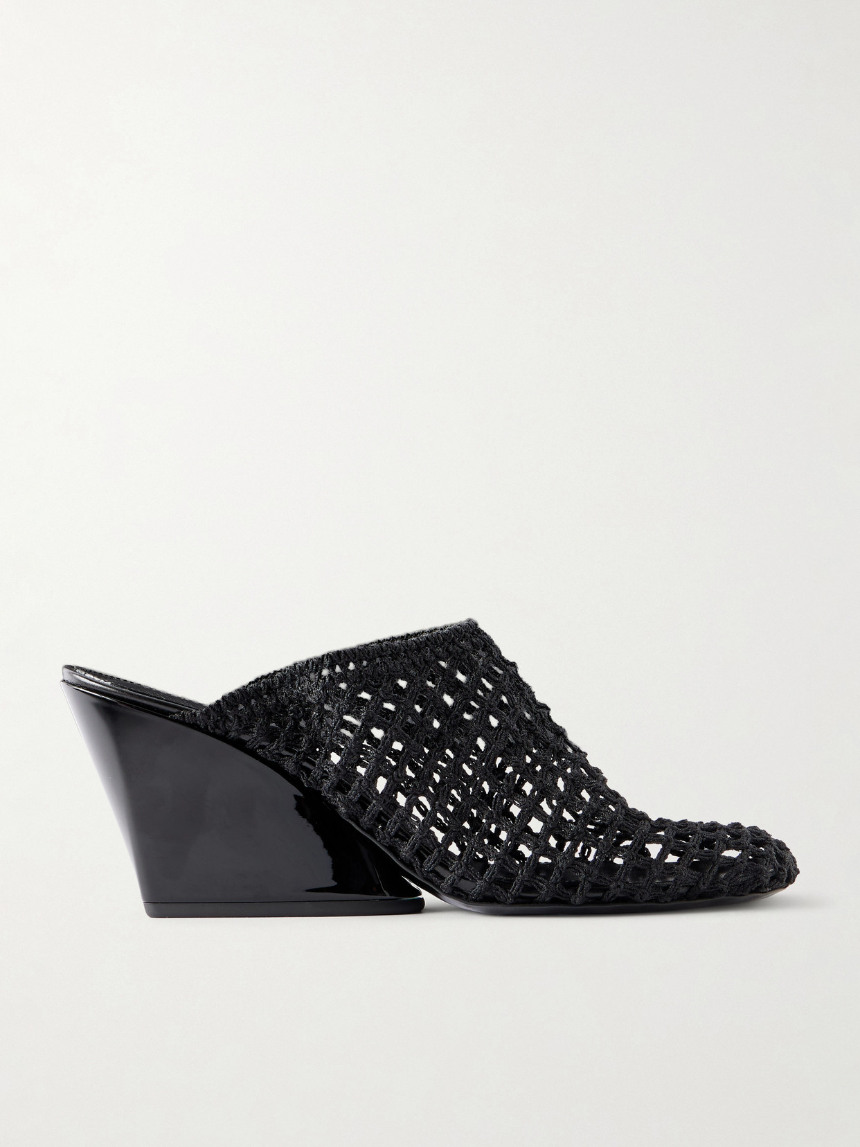 Proenza Schouler Slant 70 Leather-trimmed Crocheted Mules In Black