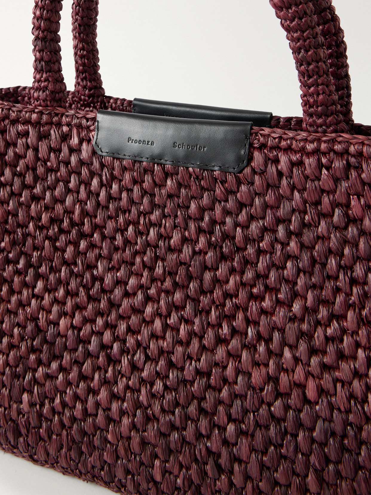 East West Chelsea Leather-Trimmed Raffia Tote