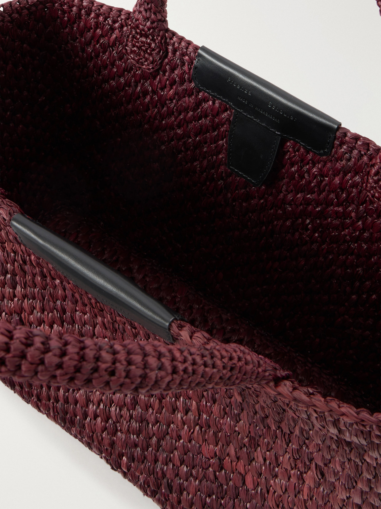East West Chelsea Leather-Trimmed Raffia Tote