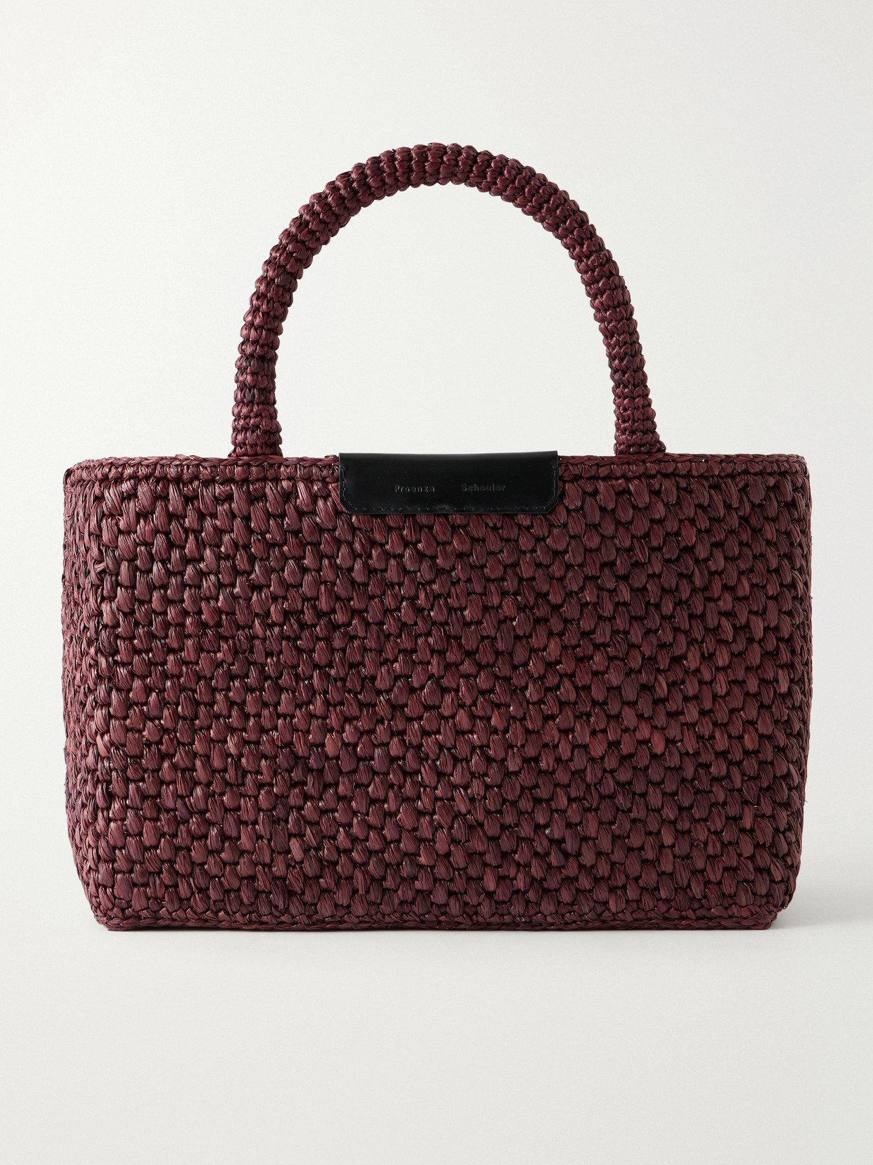 East West Chelsea Leather-Trimmed Raffia Tote