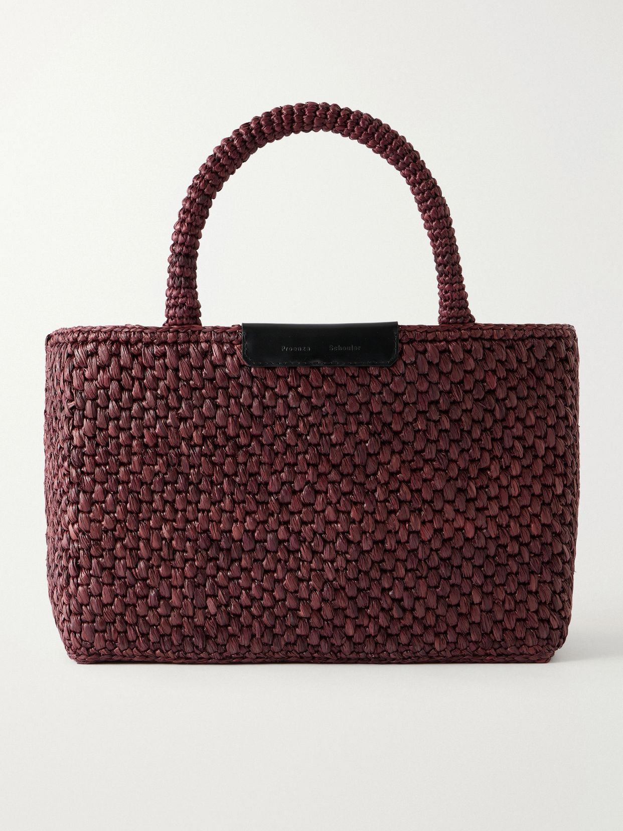 East West Chelsea leather-trimmed raffia tote