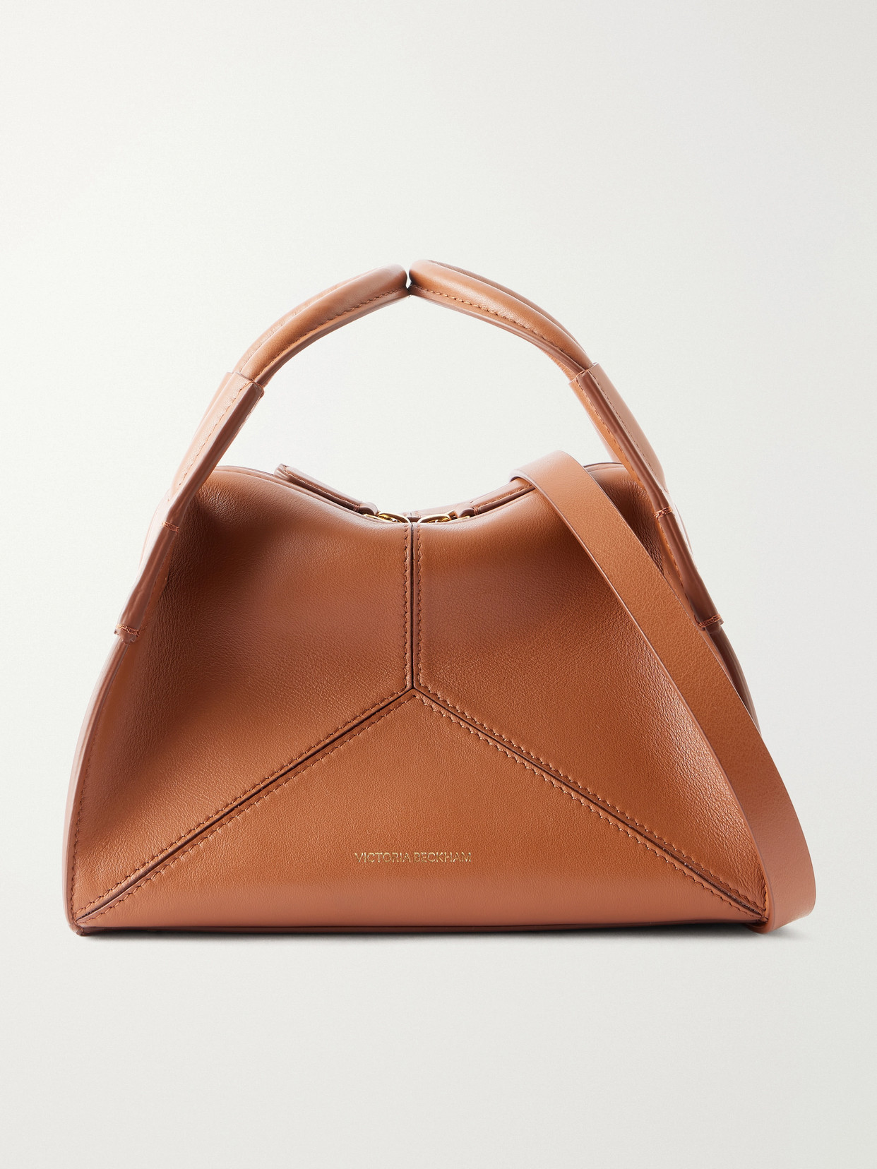Victoria Beckham Plié Mini Leather Shoulder Bag In Brown