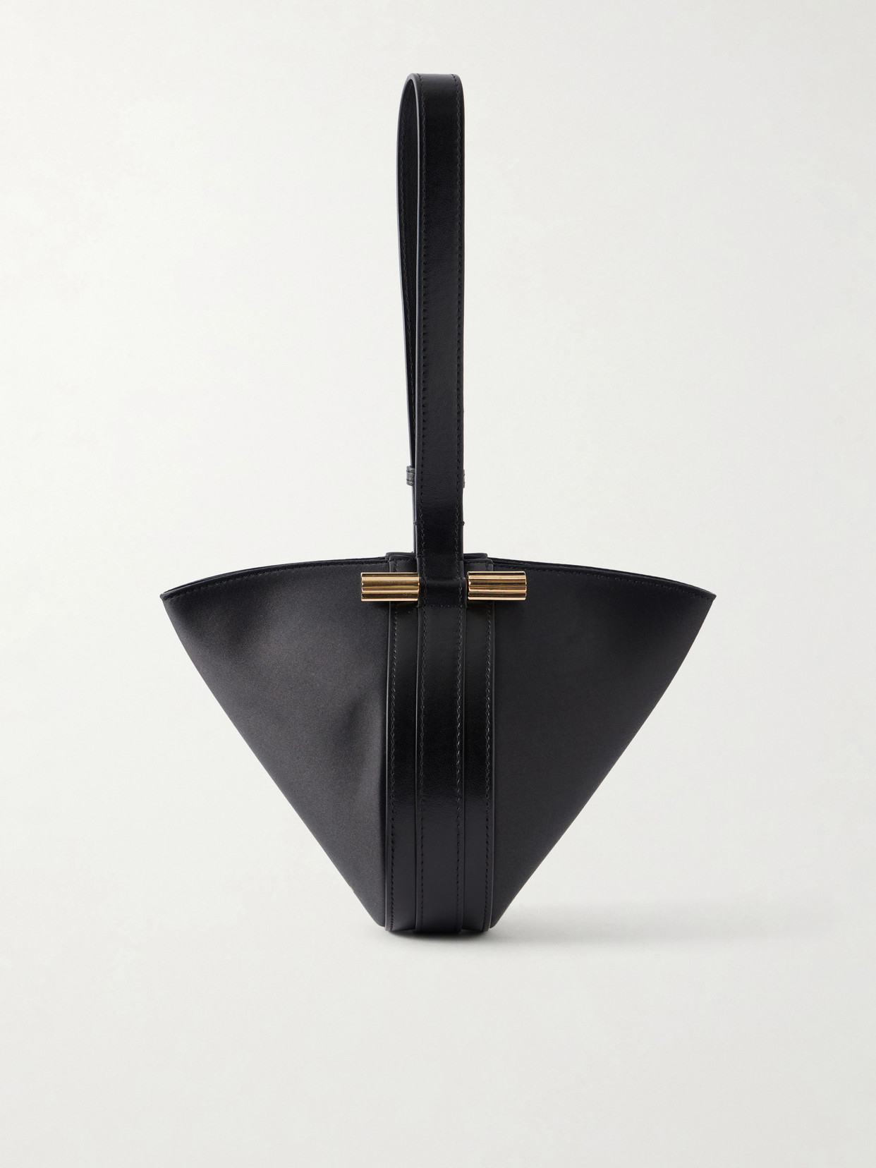 Victoria Beckham Portofina Dia Leather-trimmed Satin Clutch In Black