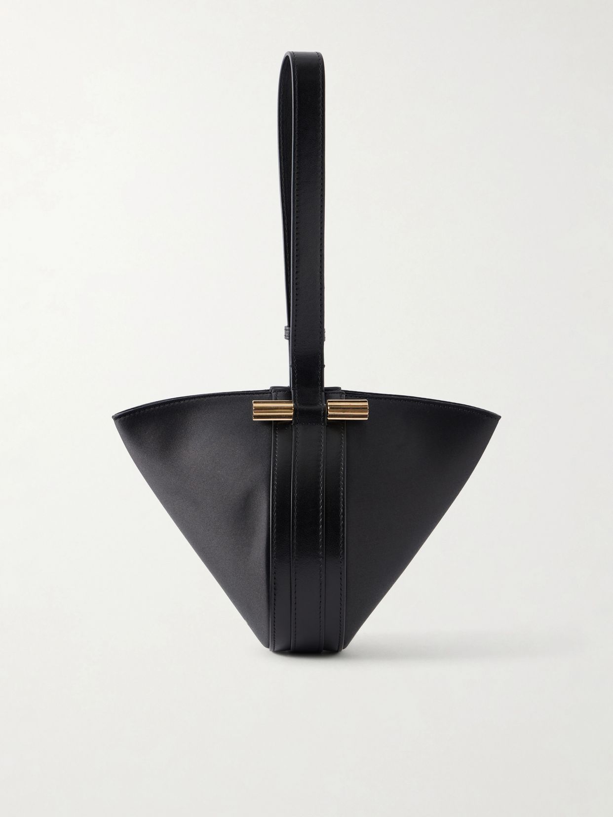 Portofina Dia leather-trimmed satin clutch