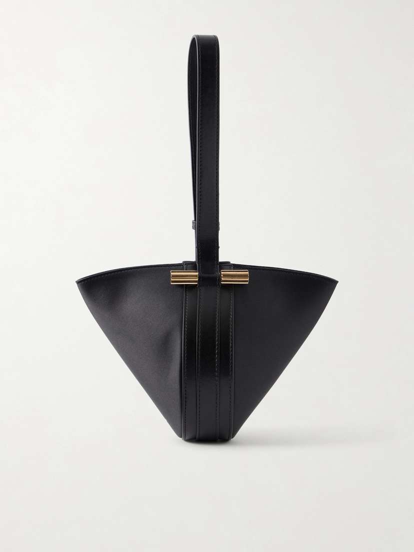Victoria Beckham Portofina Dia Leather-trimmed Satin Clutch