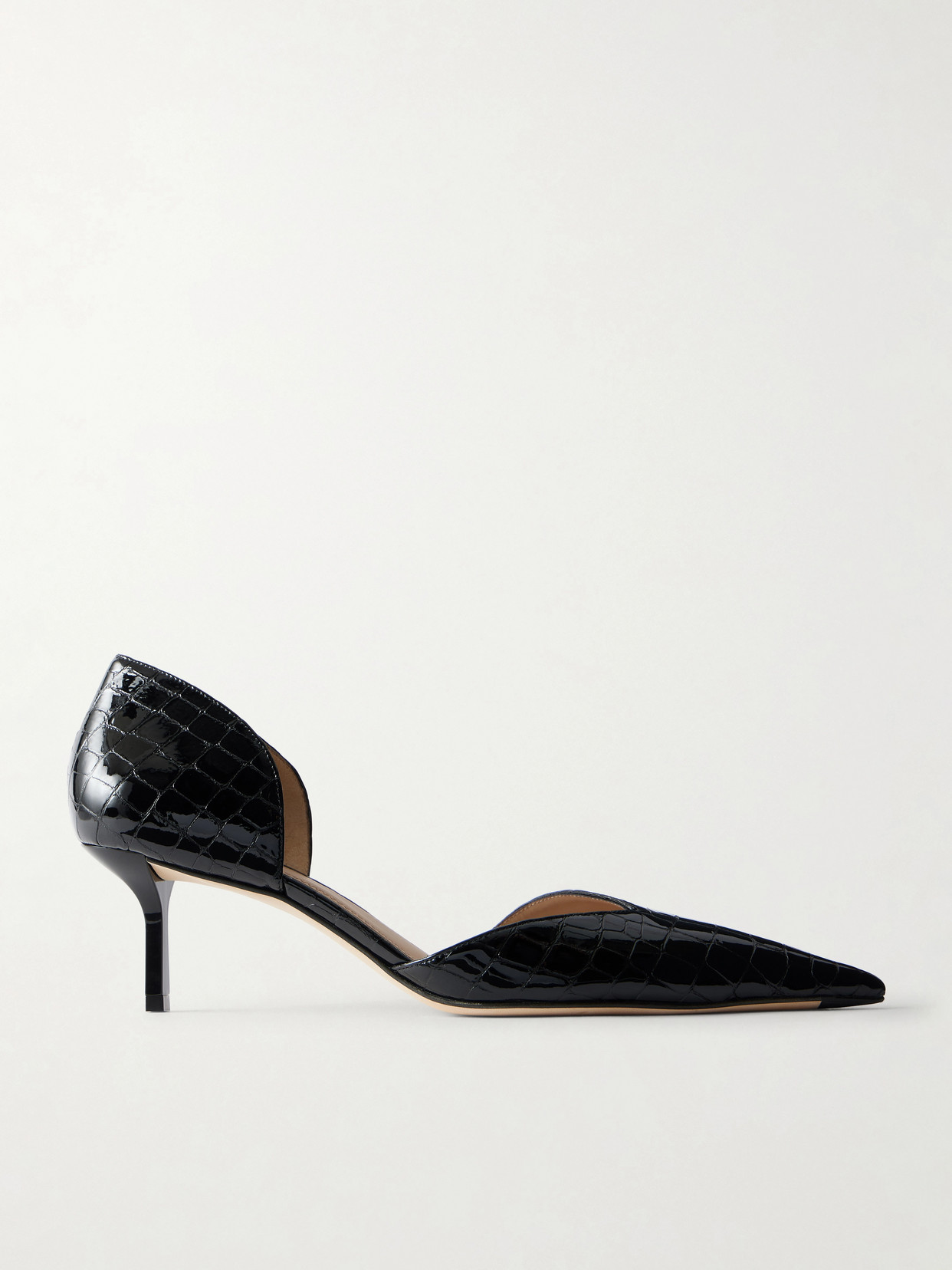 Victoria Beckham - Victoria Angle 55 Croc-effect Leather Pumps - Black
