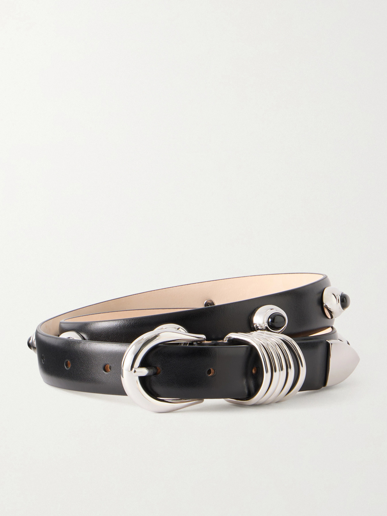 Dehanche Hollyhock Crystal-embellished Leather Belt In Black