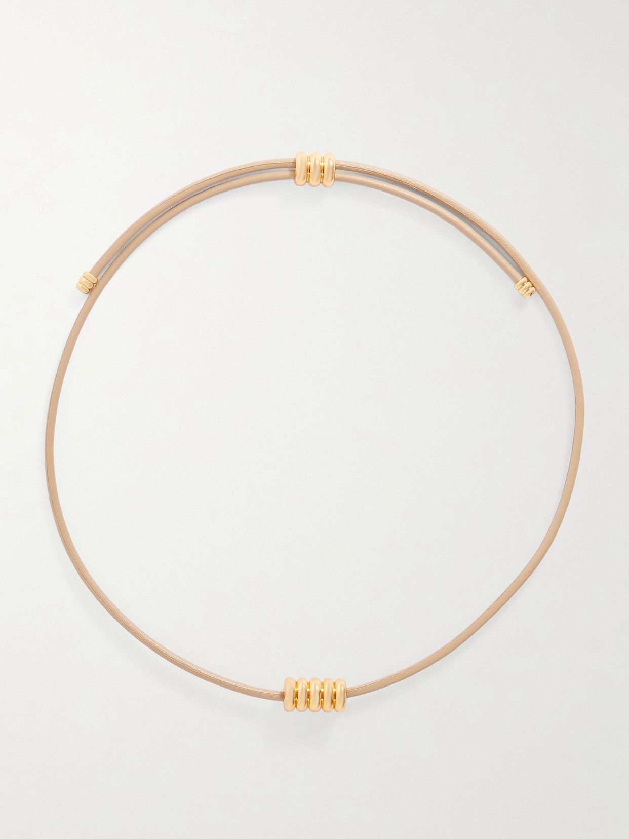 Dehanche Hollyhock Beaded Gold-toned Leather Necklace