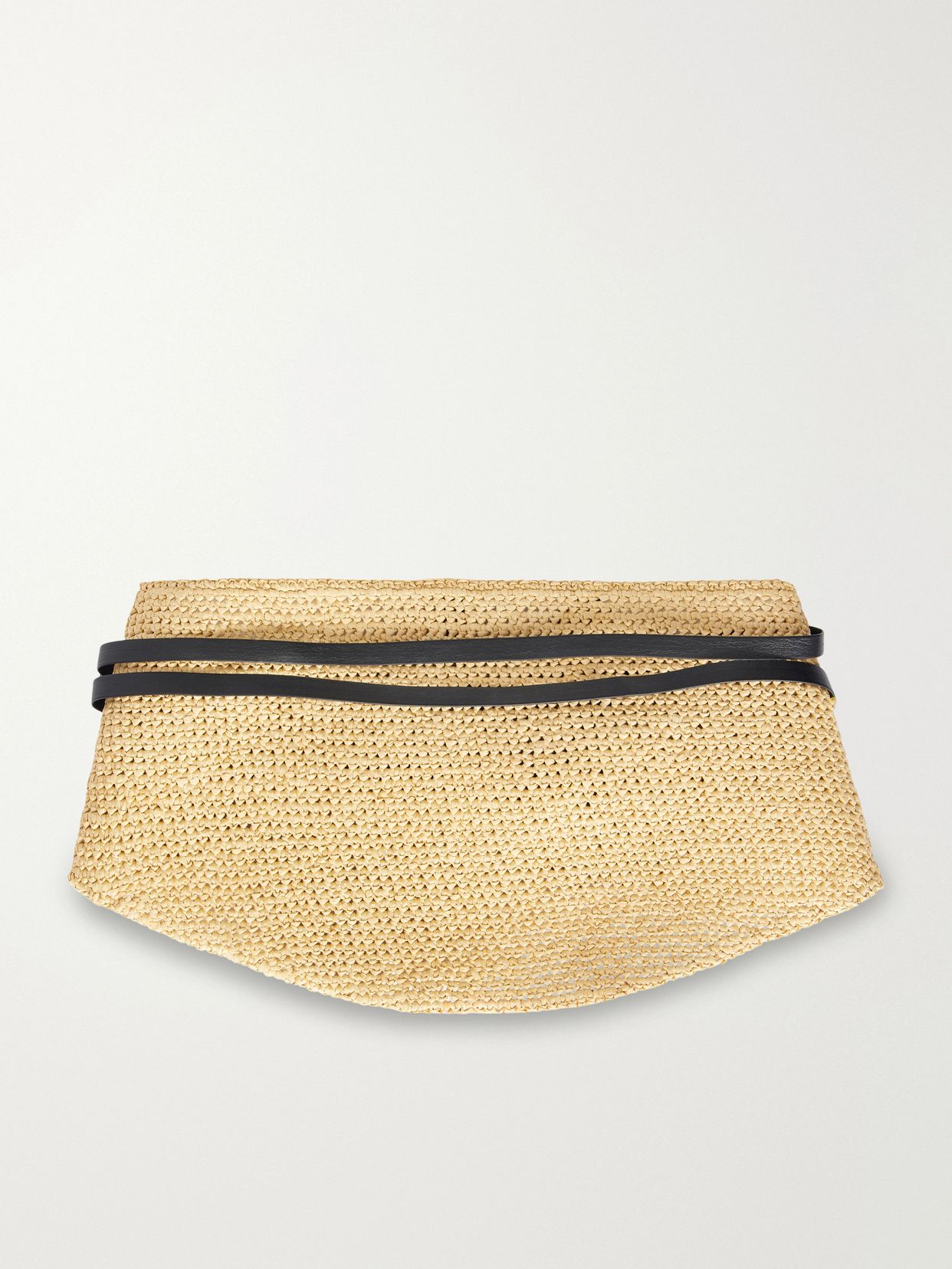 undone leather trimmed raffia belt