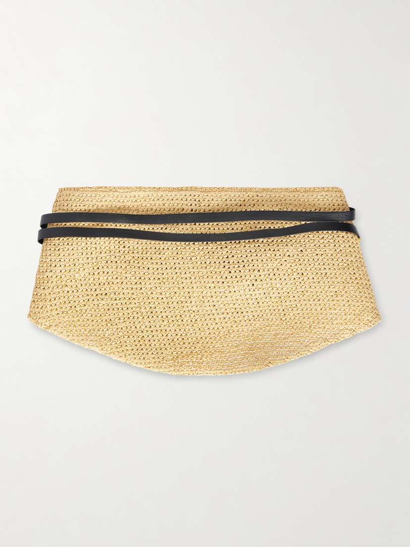 Déhanche Undone Leather-trimmed Raffia Belt | Thumbnail 4