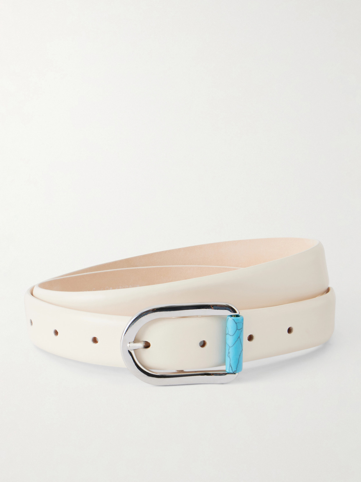 Dehanche Mija Turquoise-embellished Leather Belt In Neutral