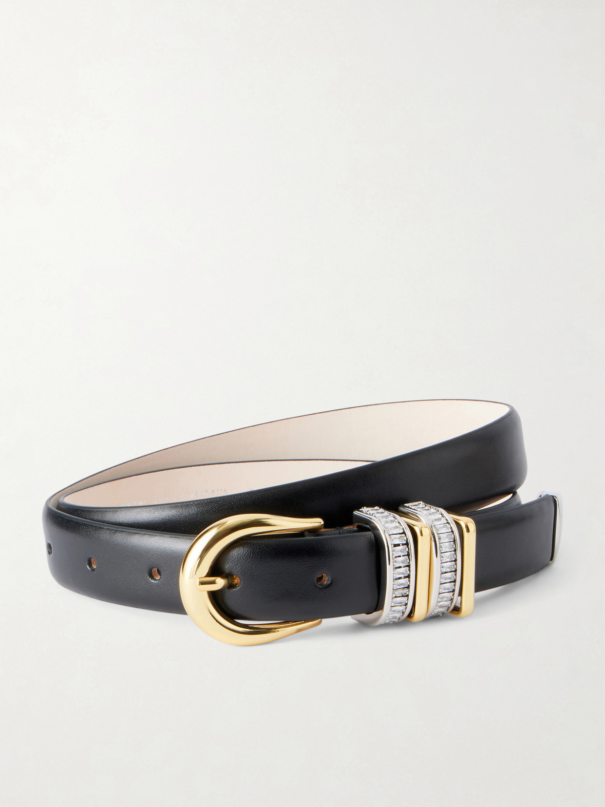 Dehanche Hollihock Stone Onyx-embellished Leather Belt In Black