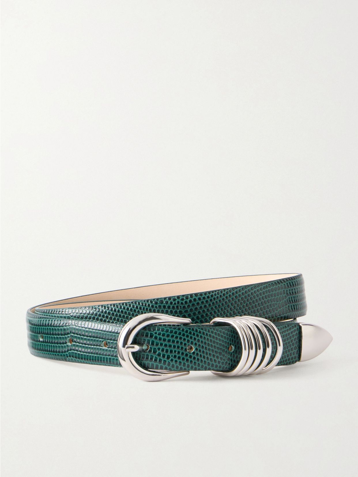 hollyhock lizard effect leather belt