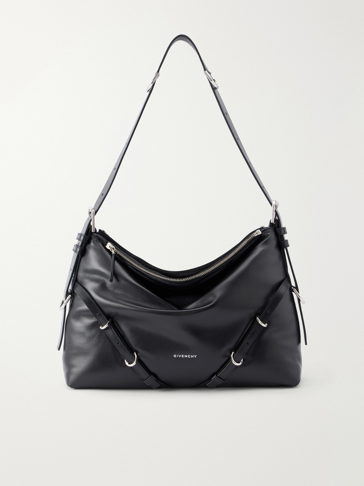 Givenchy Voyou Bomber Buckle-detailed Shoulder Bag In Black
