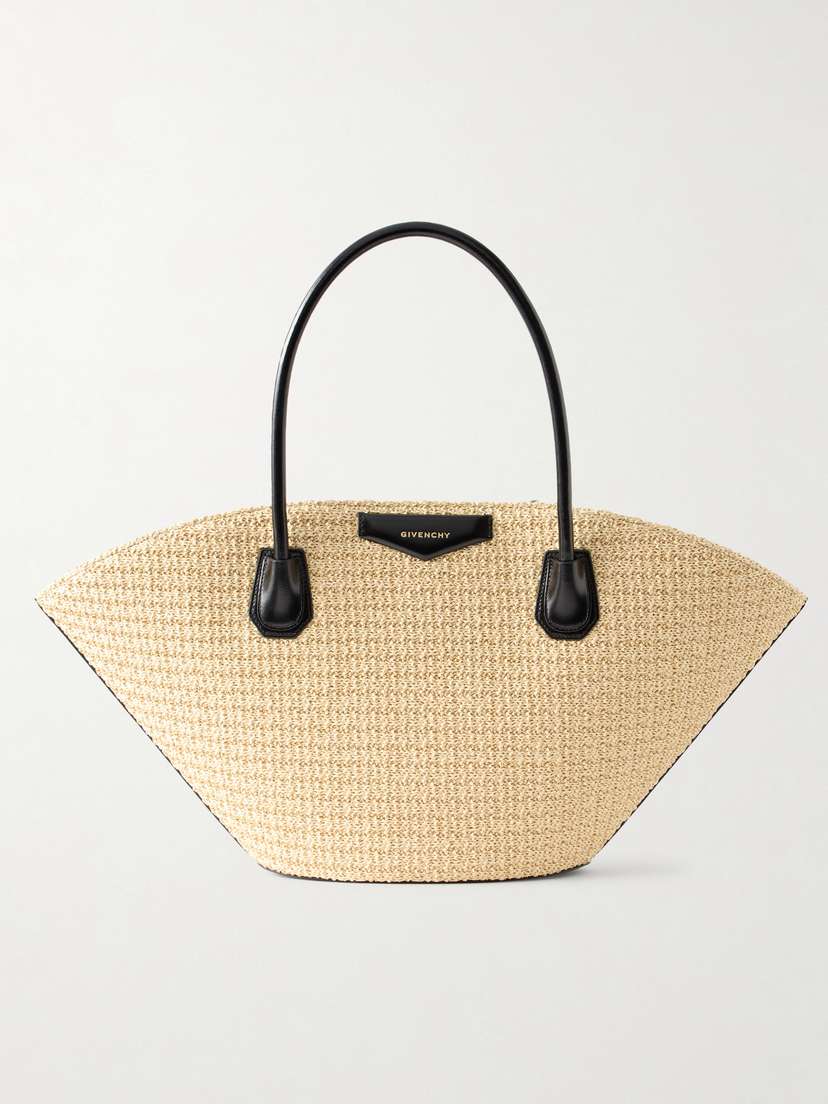Givenchy Antigona Small Leather-trimmed Raffia Tote