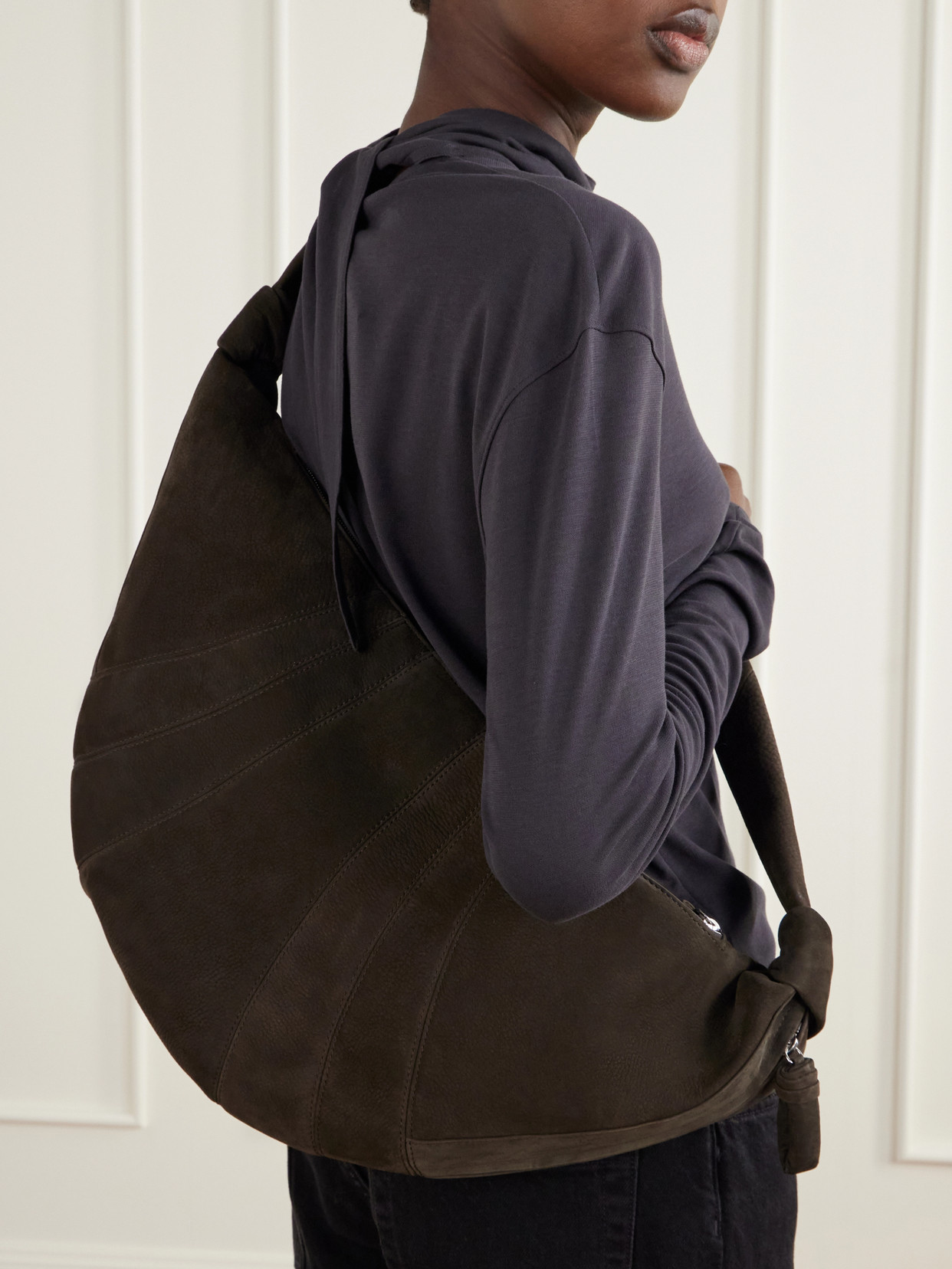 Large Croissant Paneled Shoulder Bag