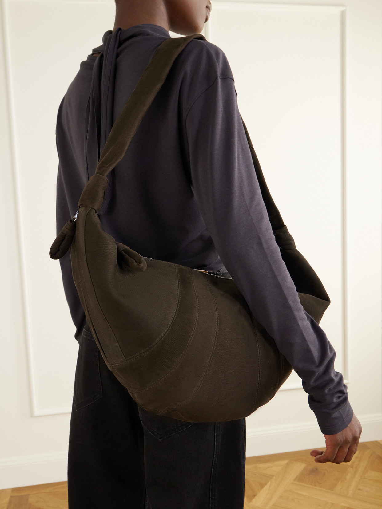 Large Croissant Paneled Shoulder Bag