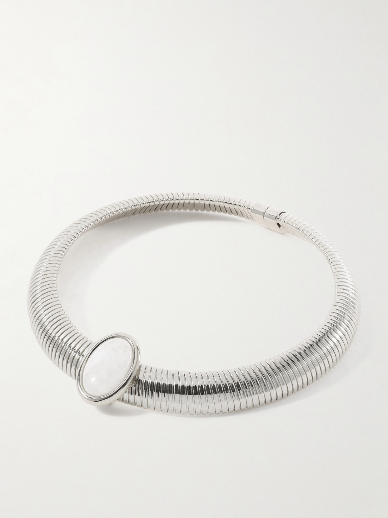 Julietta Opyum Rhodium-plated Moonstone Necklace In Metallic