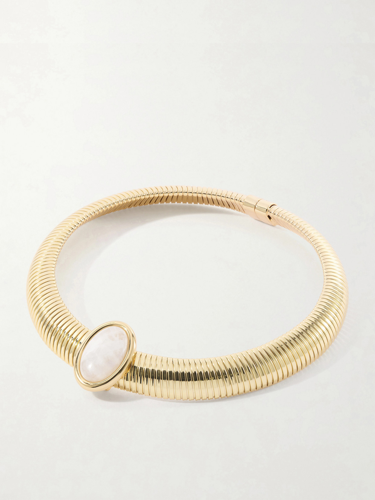 Julietta Opyum Gold-pleated Moonstone Necklace In Neutral
