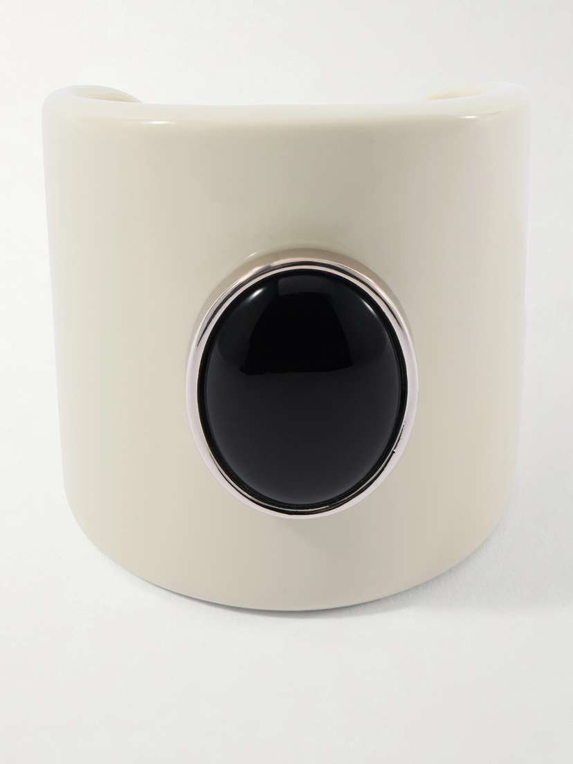 Julietta Nera Rhodium-pleated, Resin And Onyx Cuff | Thumbnail 5 Julietta Nera Rhodium-pleated, Resin And Onyx Cuff | Thumbnail 5