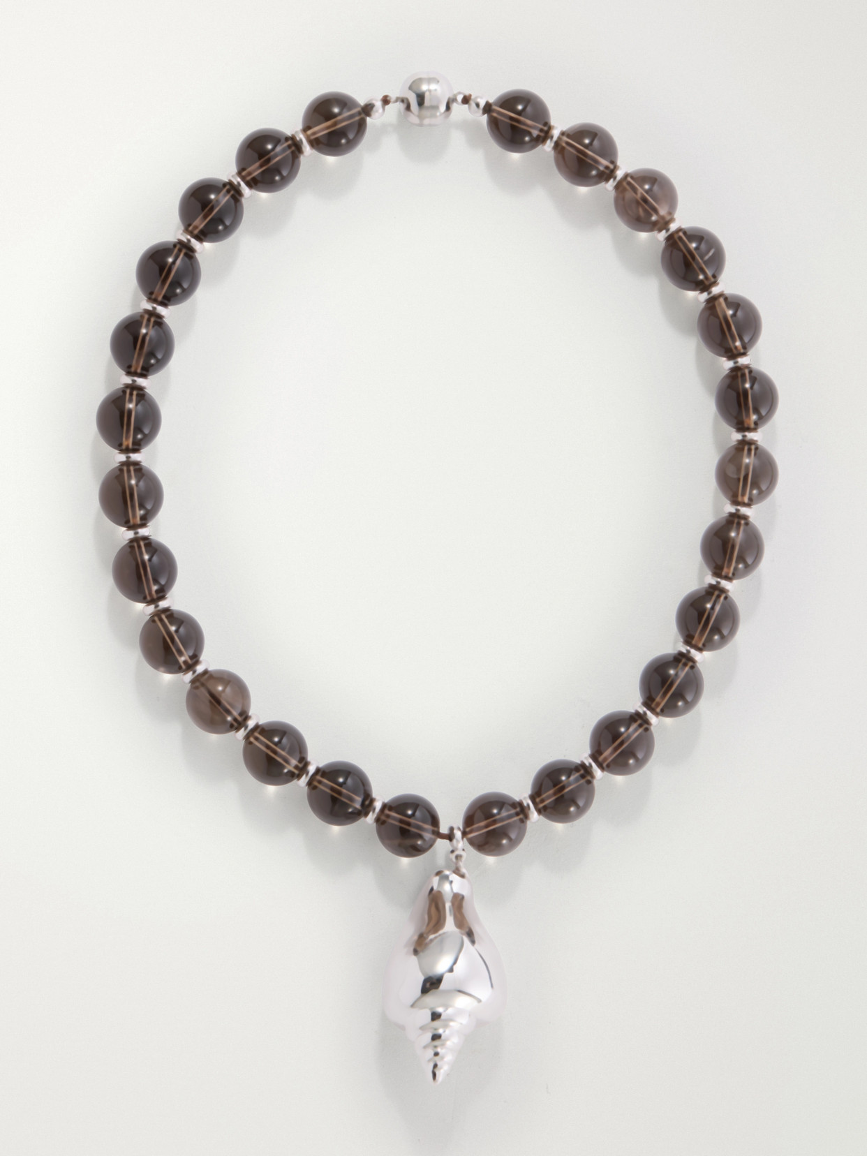 Julietta Eos Rhodium-plated Quartz Necklace In Brown
