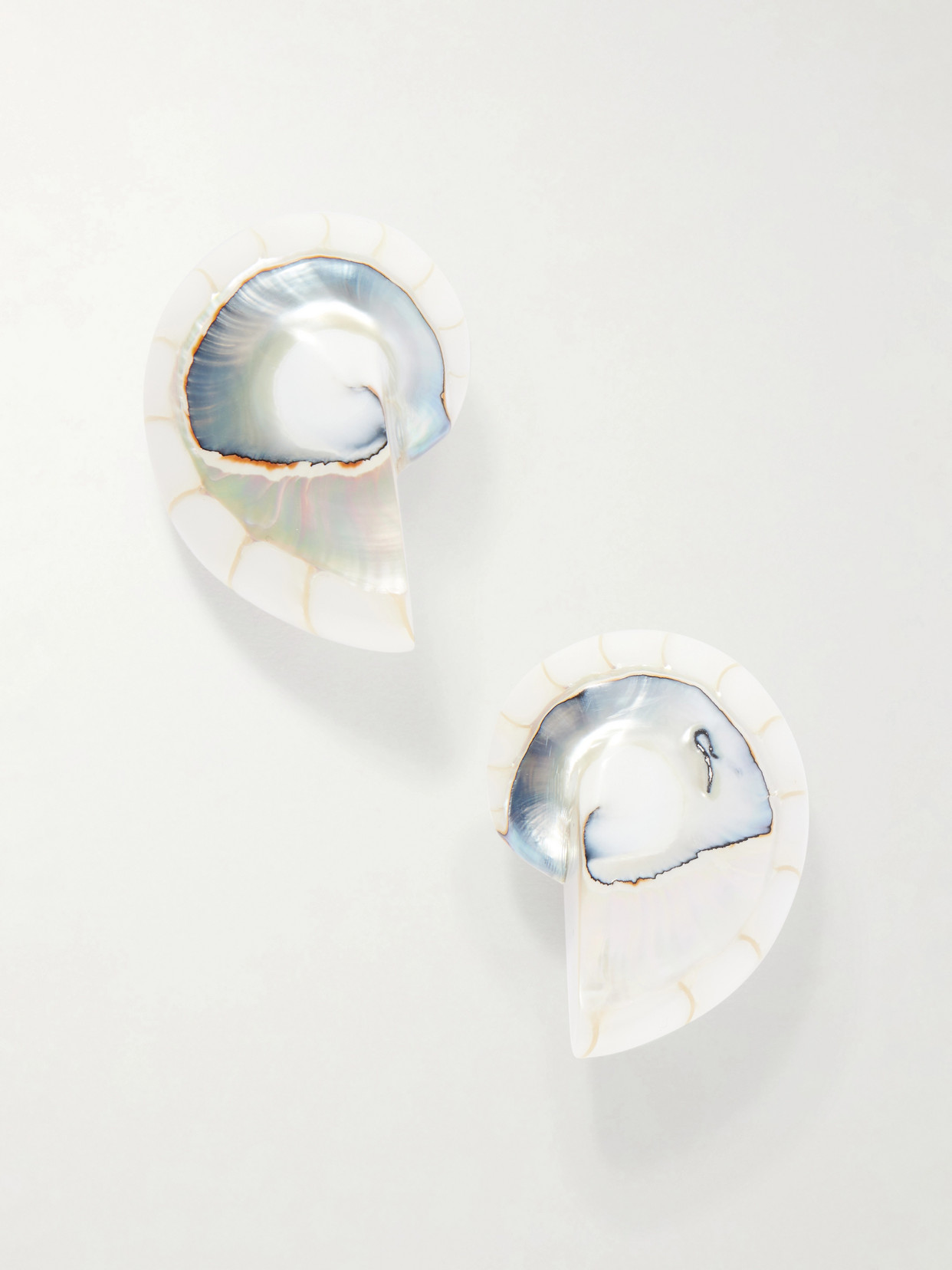 Julietta Nautilus Rhodium-plated, Shell And Resin Earrings In White