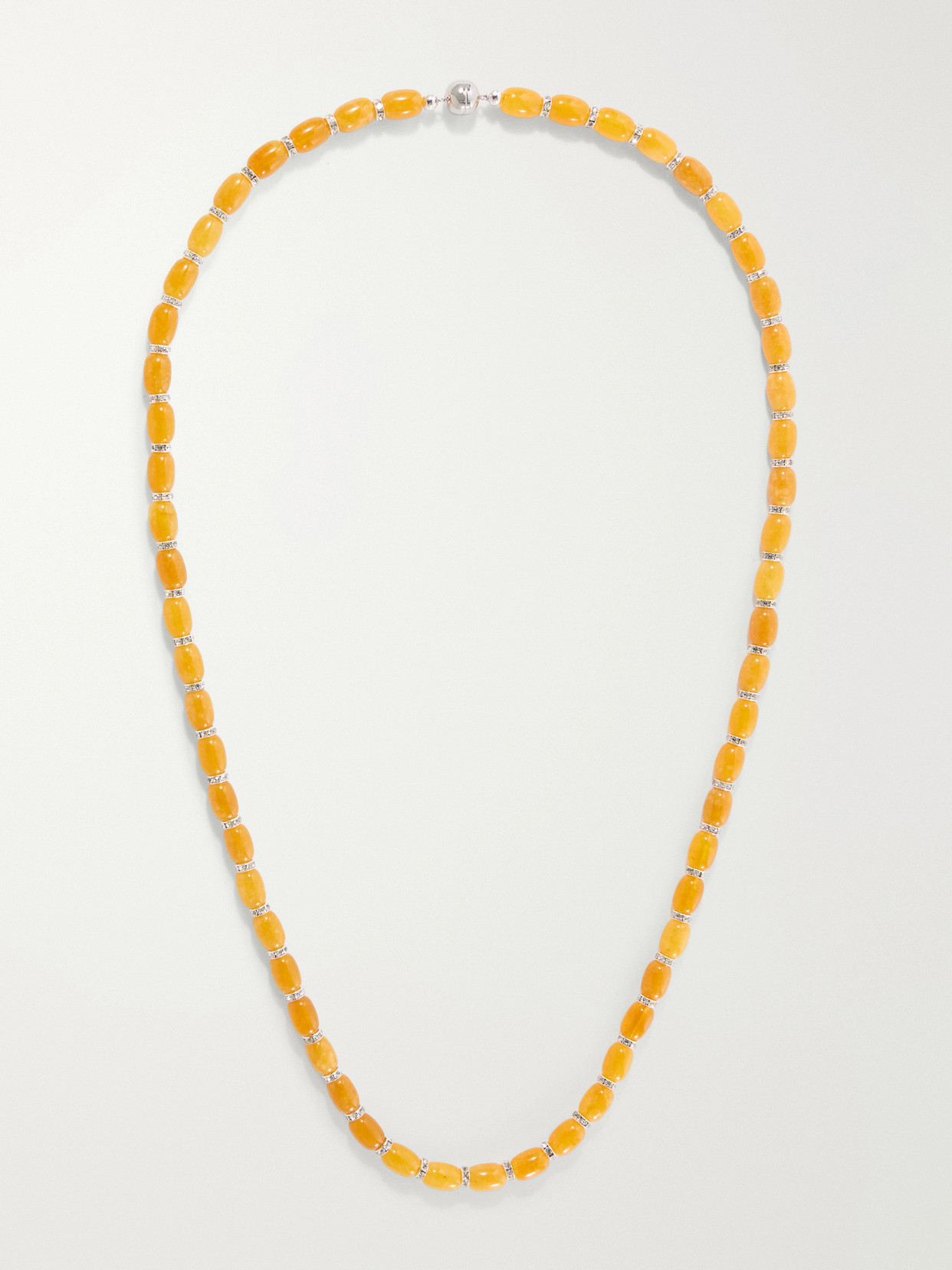 Julietta Donna Rhodium-pleated, Rhodochrosite And Crystal Beaded Necklace In Green