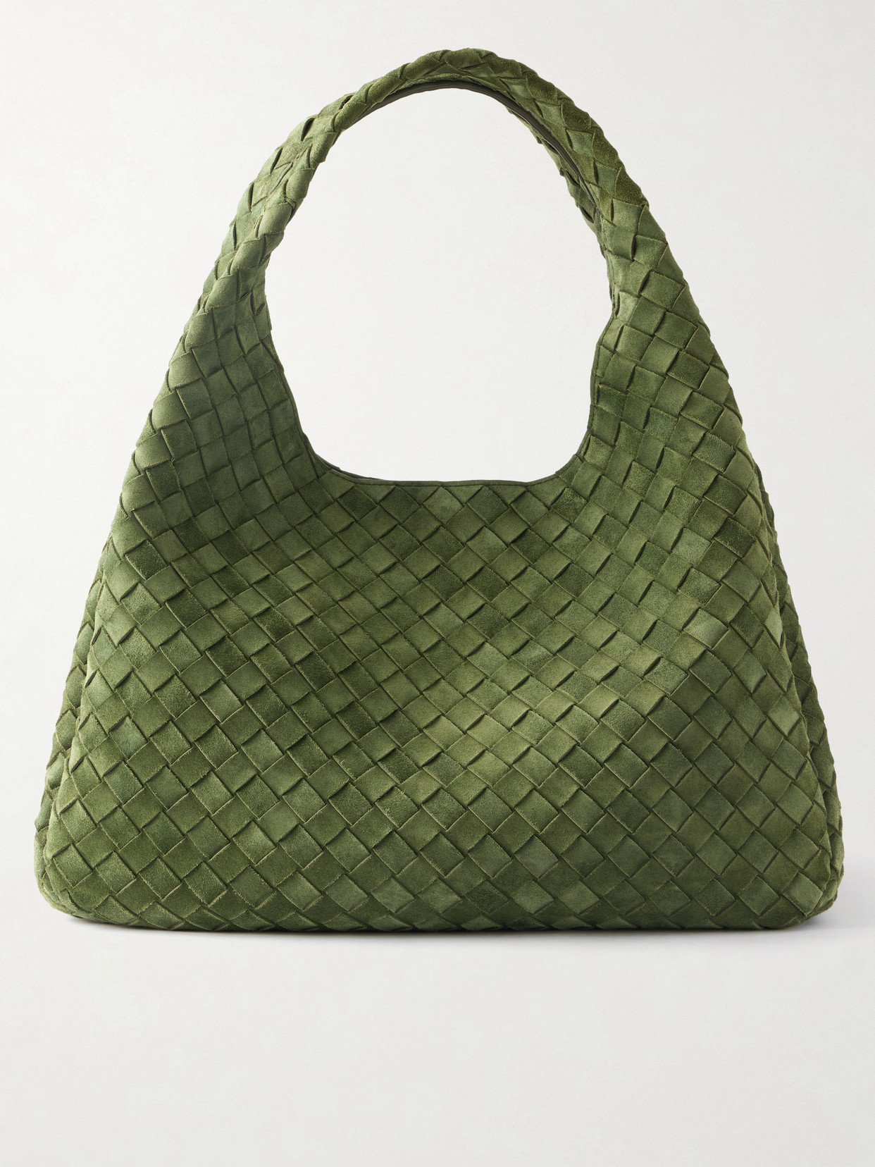 Bottega Veneta - Campana Intrecciato Suede Shoulder Bag - Green