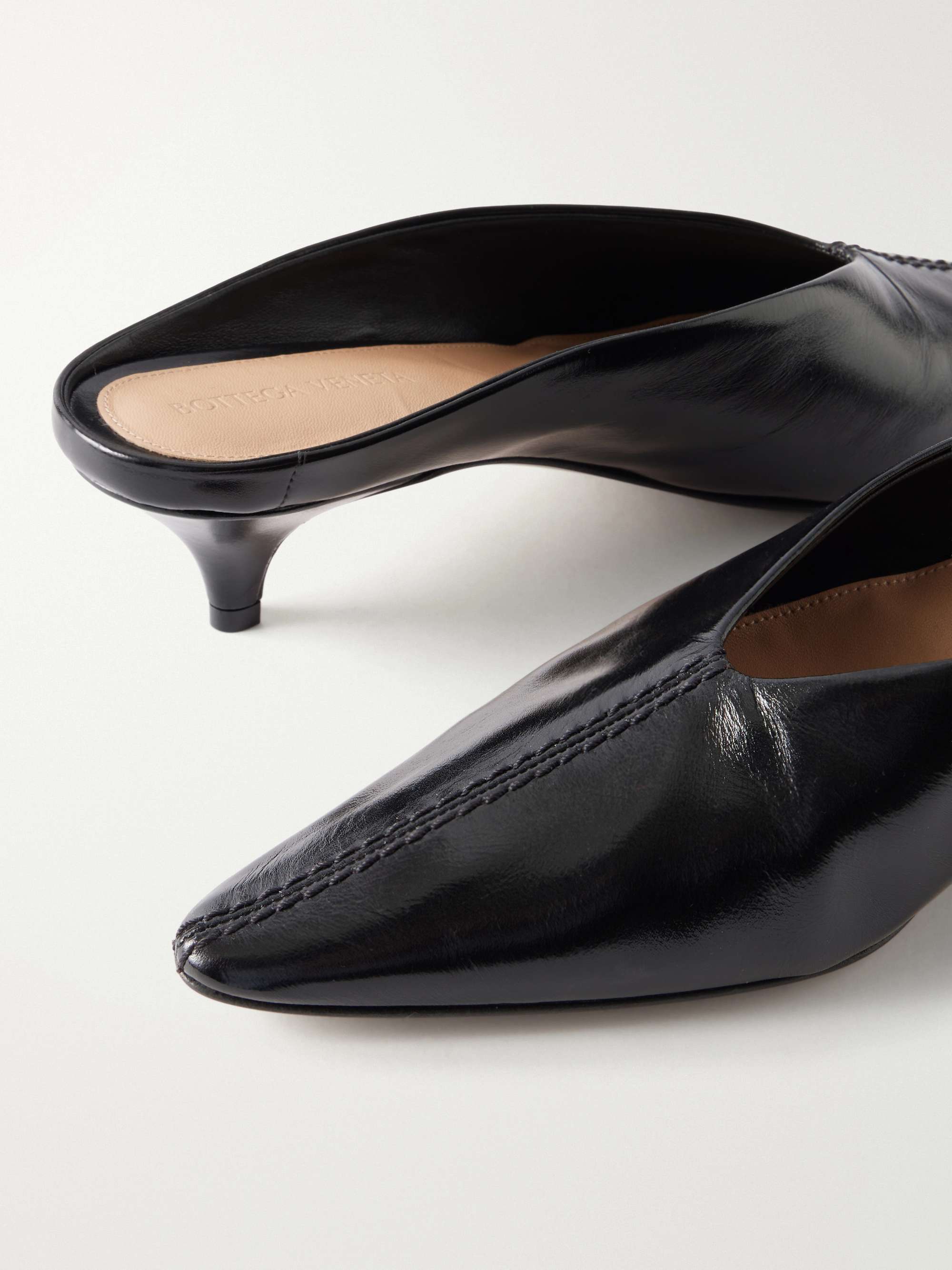 BOTTEGA VENETA サテンミュール　24cm BOTTEGA VENETA Vesta leather mules | NET-A-PORTER