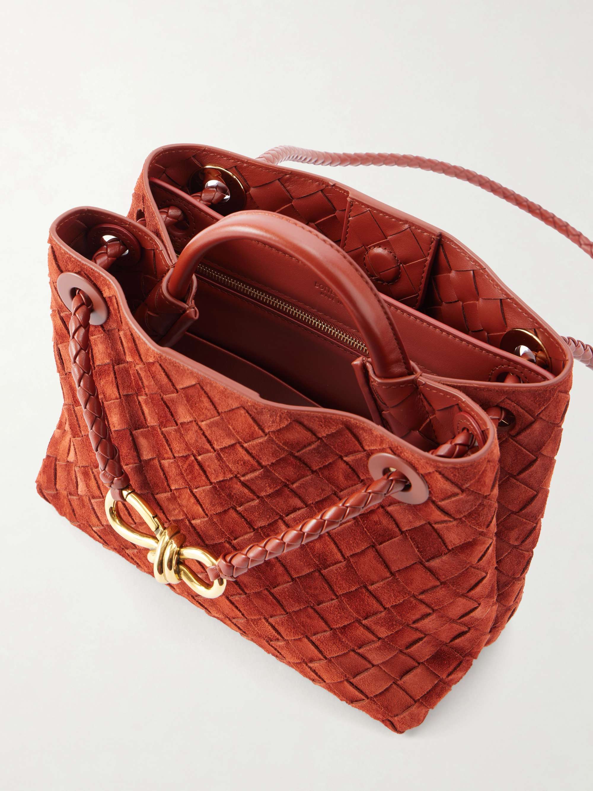 BOTTEGA VENETA Andiamo small Intrecciato suede shoulder bag | NET
