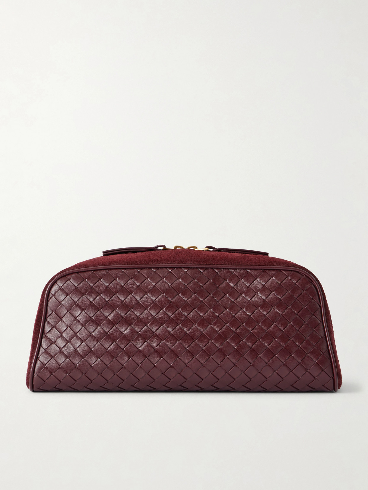 Bottega Veneta - Nodo Small Intrecciato Suede-trimmed Leather Pouch - Brown