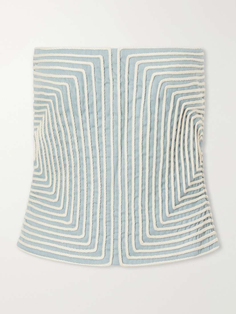 ANDRES OTALORA Nyota Alma Embroidered Linen And Cotton-blend Bustier Top