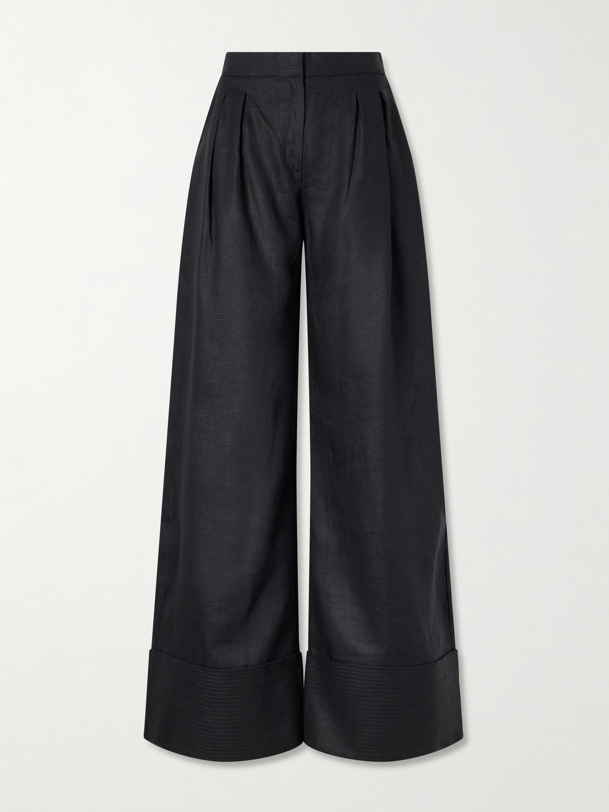 Andres Otalora La Promesa Linen Wide-leg Pants In Black