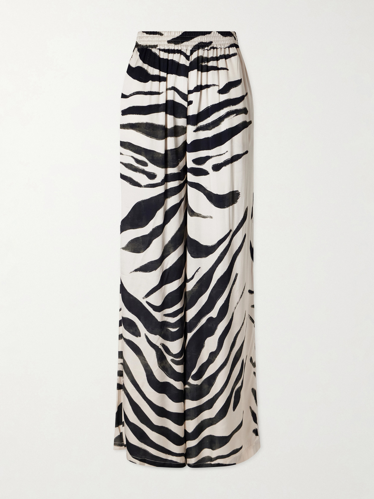 Andres Otalora Tamu Mia Printed Satin Wide-leg Pants In White