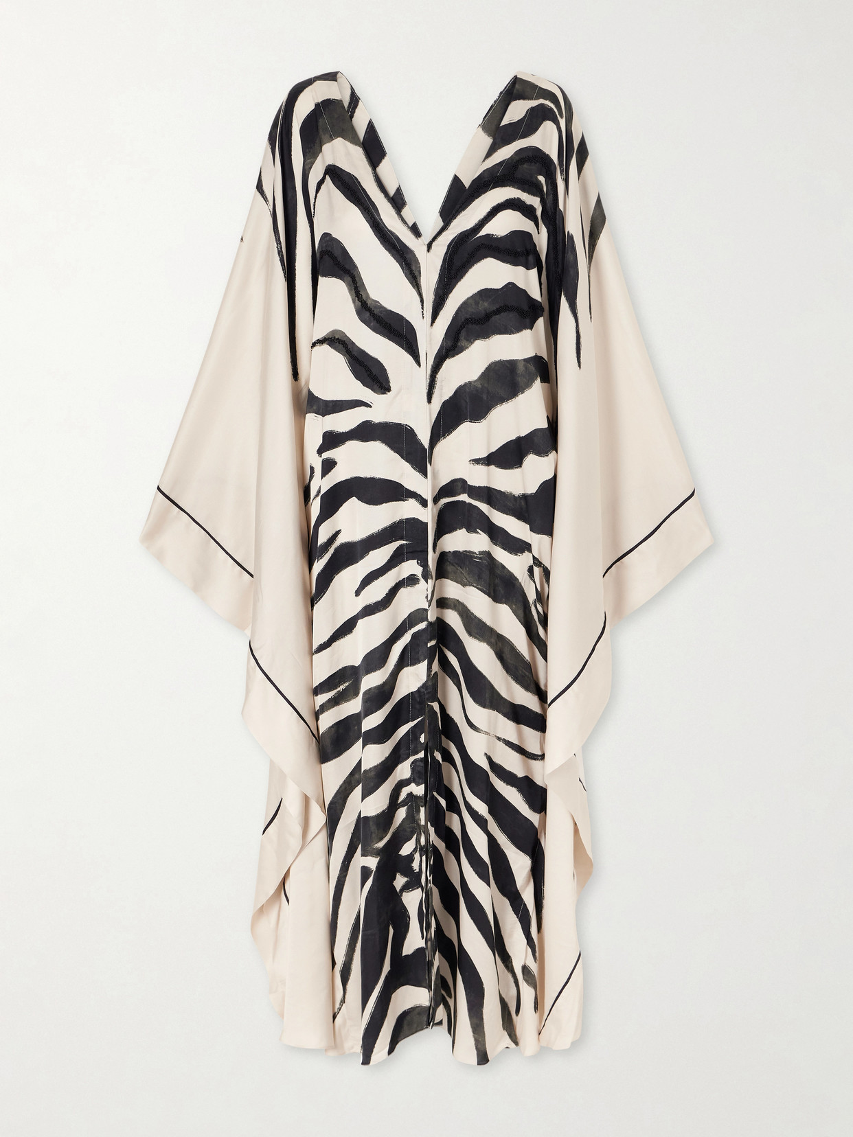 Andres Otalora Zawadi Del Sol Printed Satin Maxi Dress In Neutral