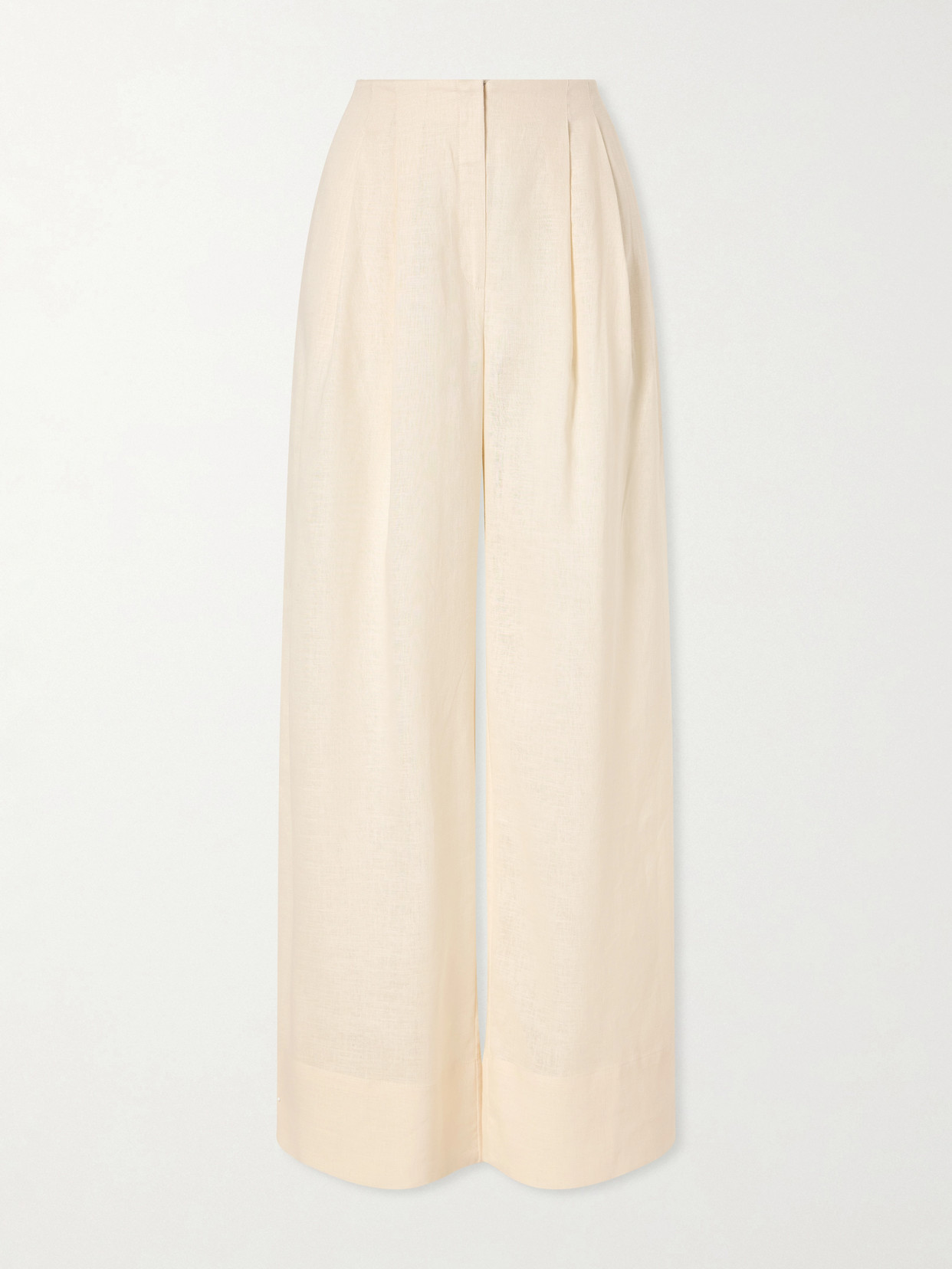 Andres Otalora Ancestra Pleated Linen Wide-leg Pants In Neutral