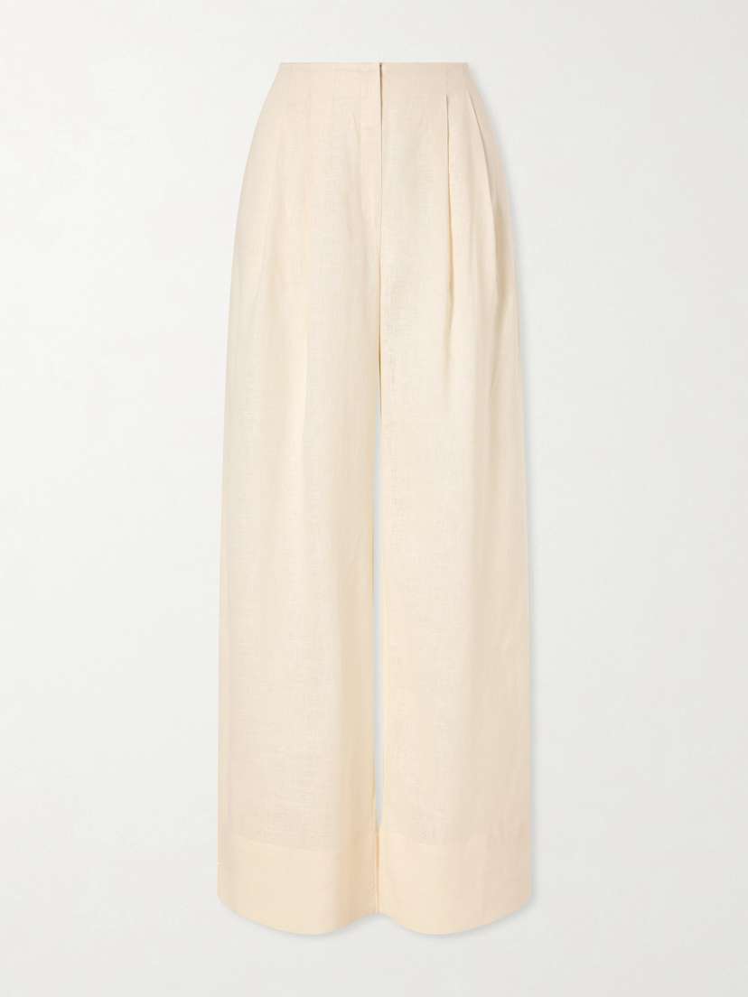ANDRES OTALORA Ancestra Pleated Linen Wide-leg Pants
