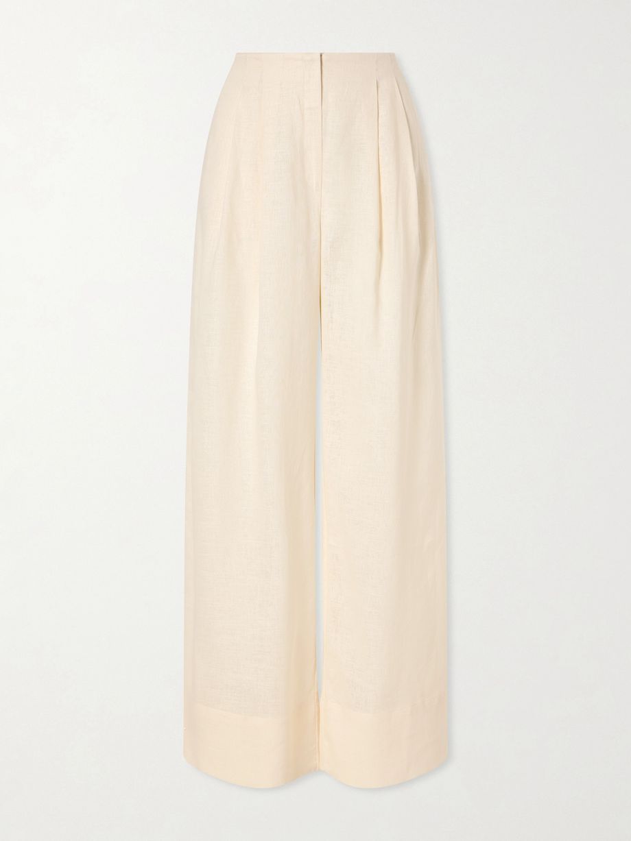 Ancestra pleated linen wide-leg pants