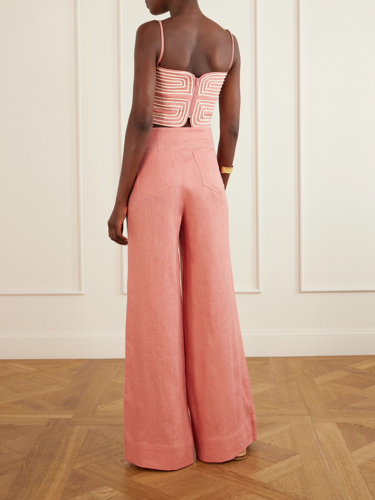 Baía Cropped Embroidered Linen And Cotton-Blend Top