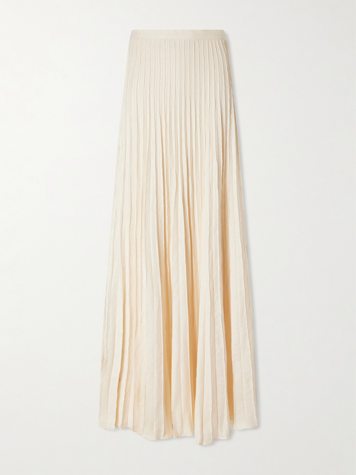 Andres Otalora Saana Pleated Linen Maxi Skirt In Neutrals