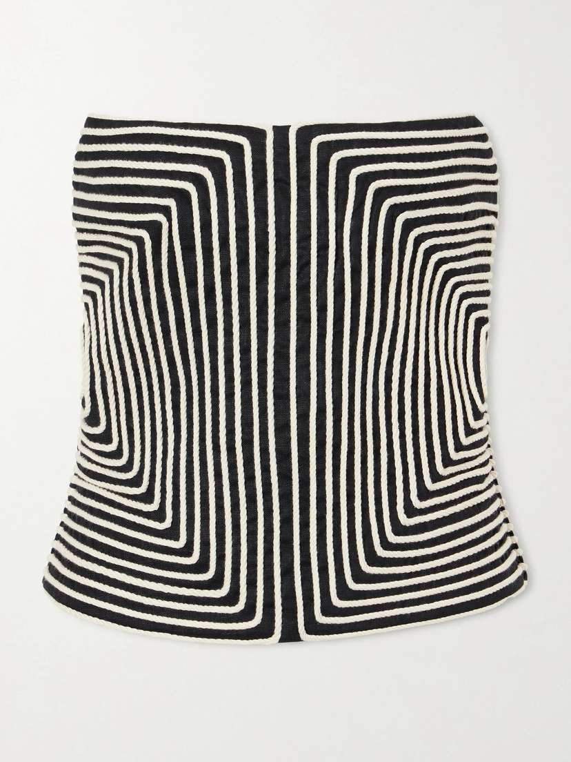 ANDRES OTALORA Nyota Alma Embroidered Linen-blend Bustier Top - Women's Clothing