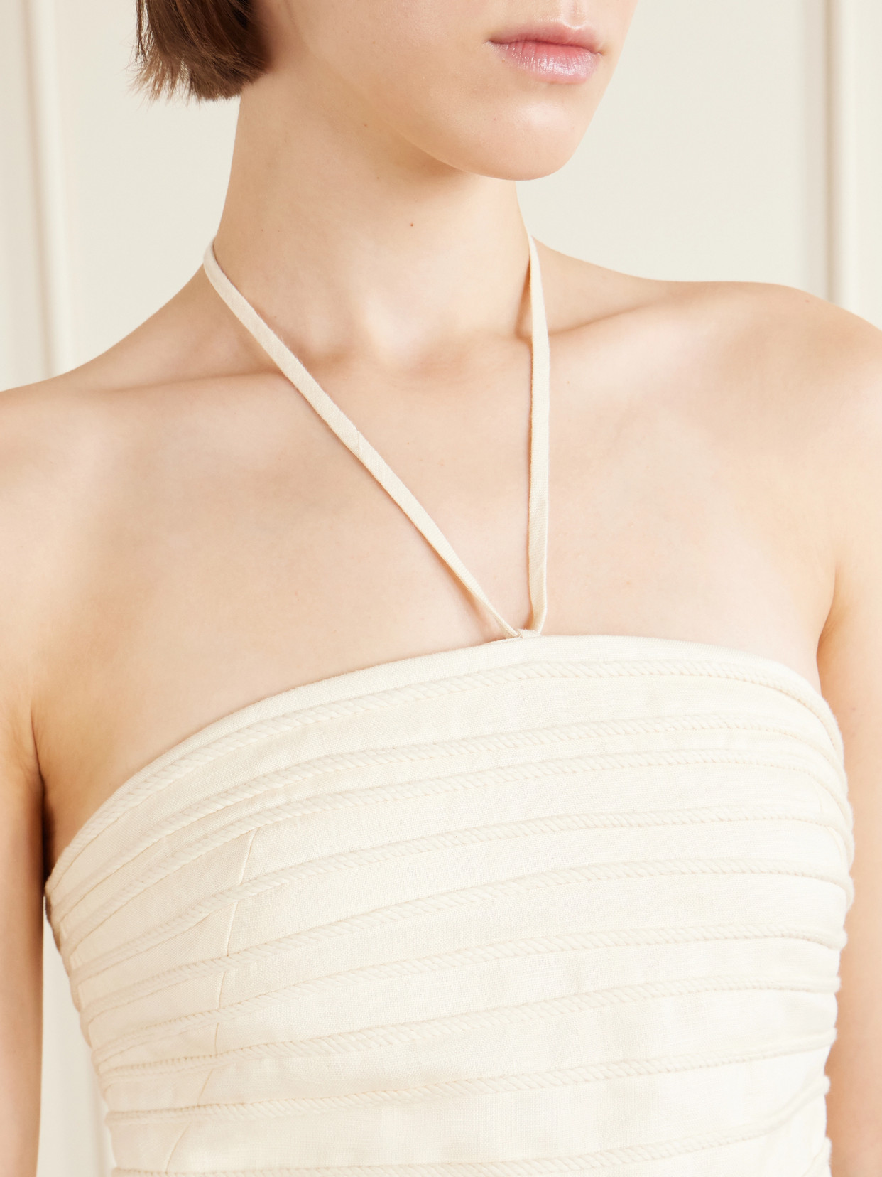 En Tu Luz Embroidered Linen Bustier Top