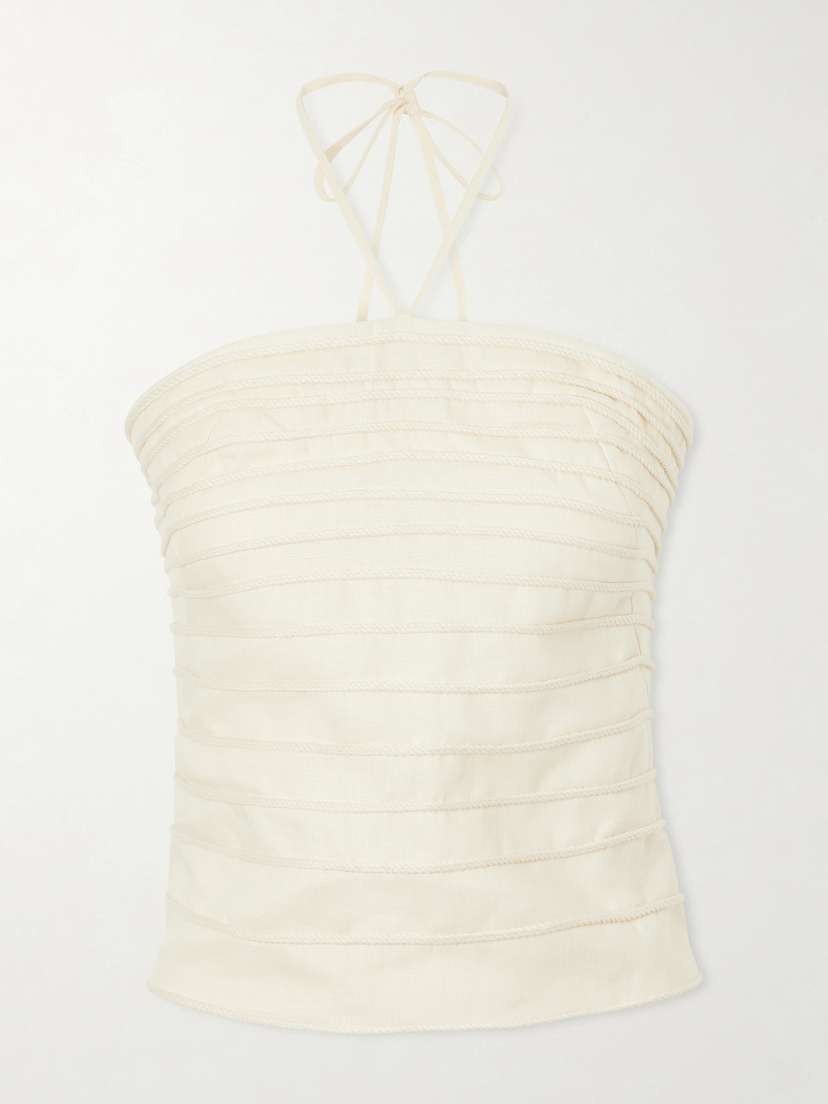 ANDRES OTALORA En Tu Luz Embroidered Linen Bustier Top