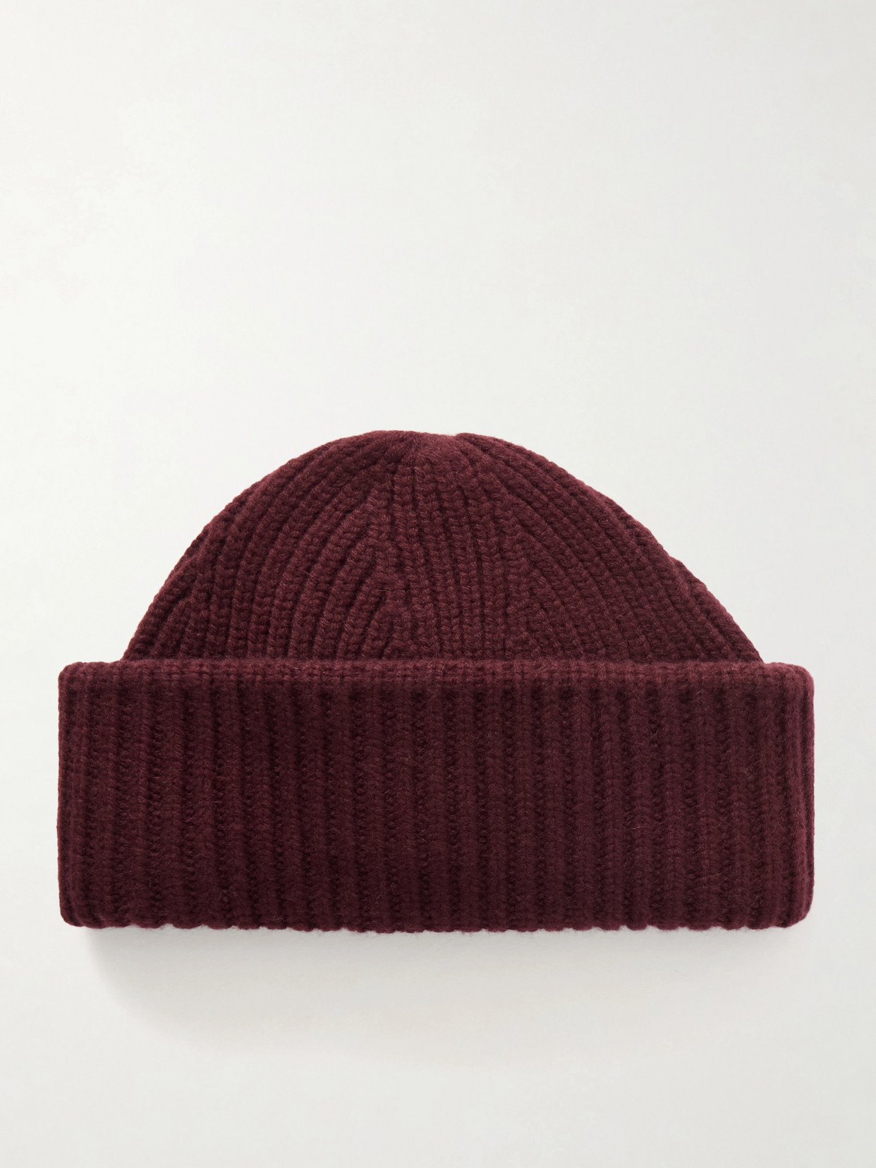 Yves Salomon Ribbed Wool And Cashmere-blend Beanie In Burgundy