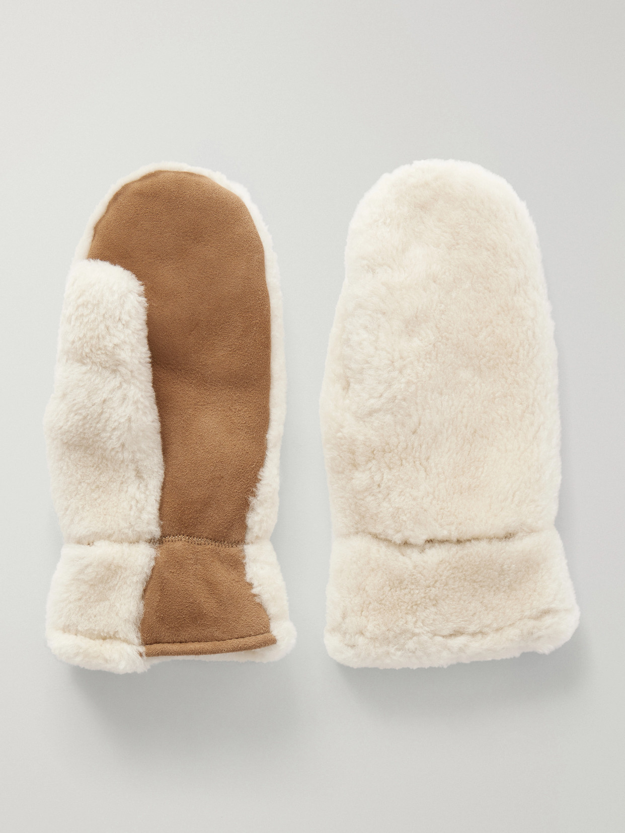Yves Salomon Shearling-trimmed Suede Gloves In Neutrals