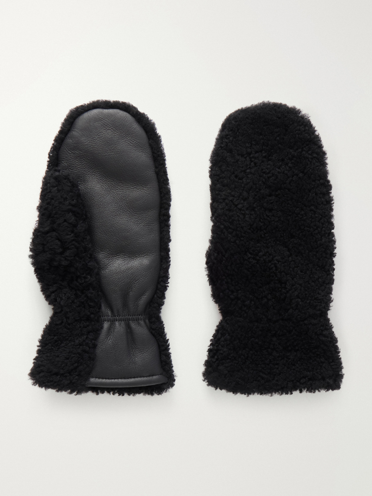 Yves Salomon Shearling Leather-trimmed Gloves In Black