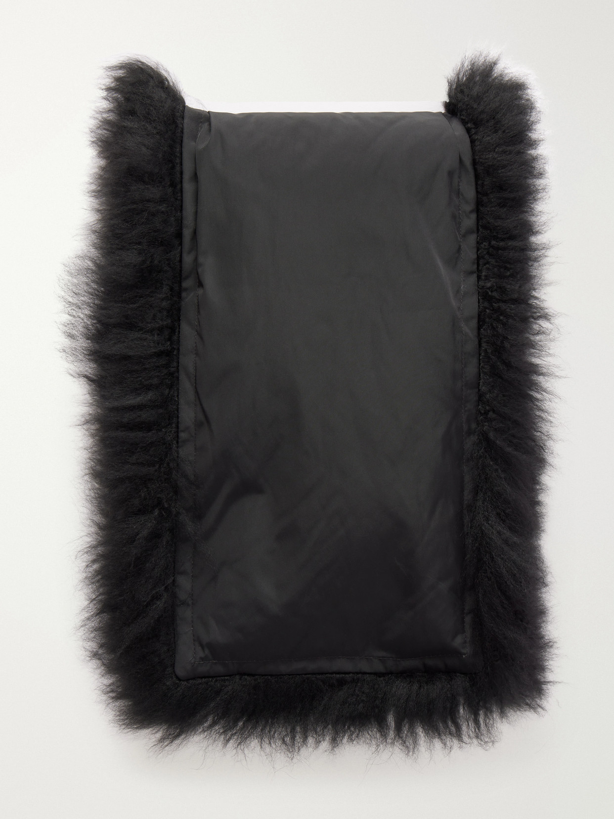 Yves Salomon Leather And Shearling Scarf In Black