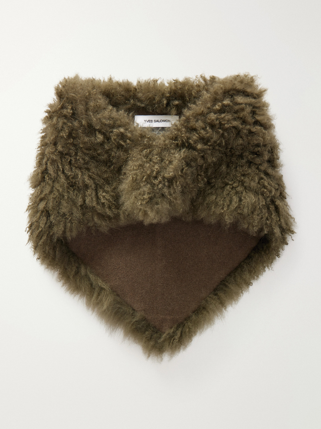 Yves Salomon Shearling And Wool Scarf In Green