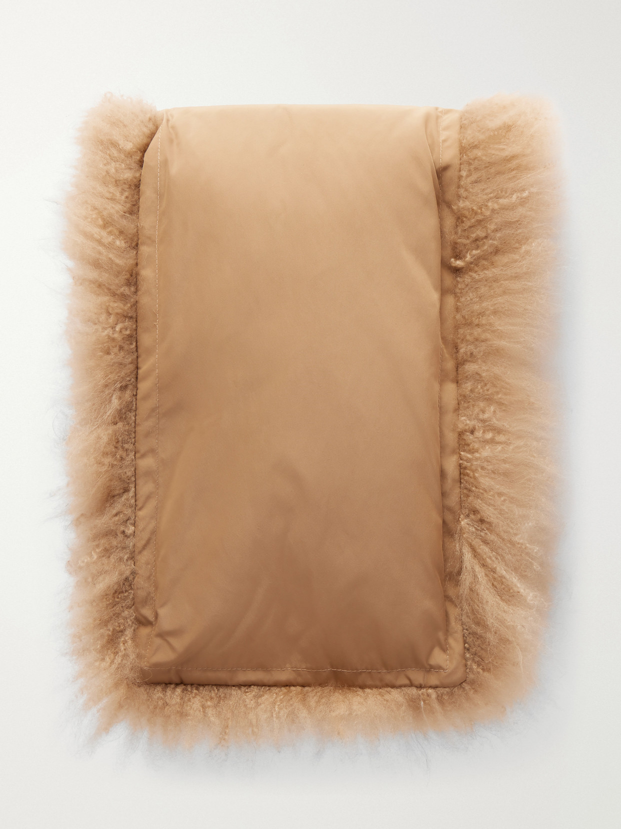 Yves Salomon Leather And Shealing Scarf In Neutrals